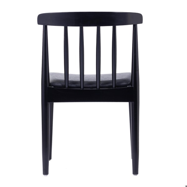 Flash Furniture Chester Solid Wood Black Dining Chairs w/Curved Spindle Backrests and Black Vinyl Seats, 2PK - 2-XU-DG-W0359-BLK-GG