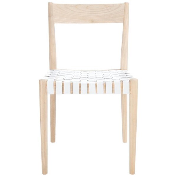 Safavieh Eluned Leather Dining Chair, White & Natural, 2PK - DCH1201B-SET2