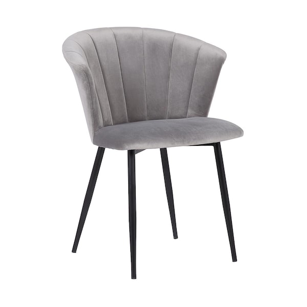 Seatsolutions Lulu Contemporary Dining Chair in Black Powder Coated & Grey Velvet - SE3322409