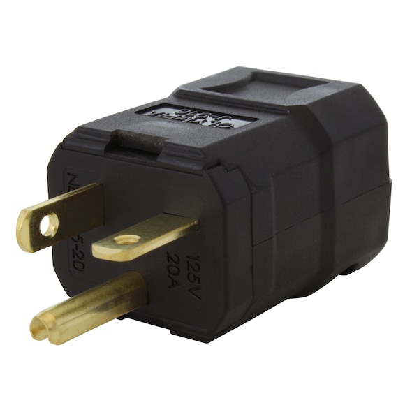 Ac Works NEMA 5-20P 20A 125V Clamp Style Square Plug with UL, C-UL Approval in Black - ASQ520P-BK