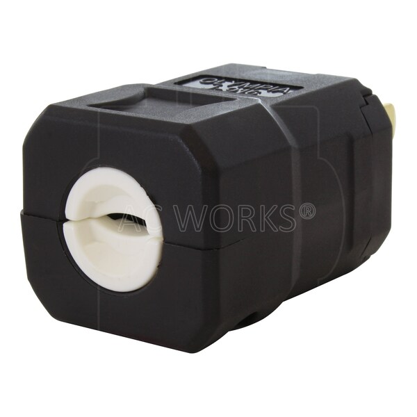 Ac Works NEMA 5-20P 20A 125V Clamp Style Square Plug with UL, C-UL Approval in Black - ASQ520P-BK