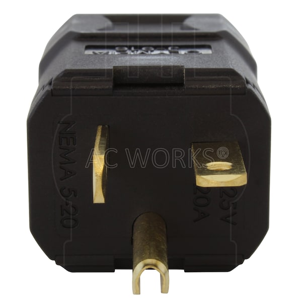 Ac Works NEMA 5-20P 20A 125V Clamp Style Square Plug with UL, C-UL Approval in Black - ASQ520P-BK