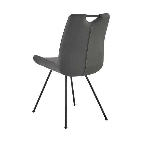Armen Living Coronado Contemporary Dining Chair in Gray Powder Coated Finish and Gray Faux Leather - Set of 2 - LCCDSIGR