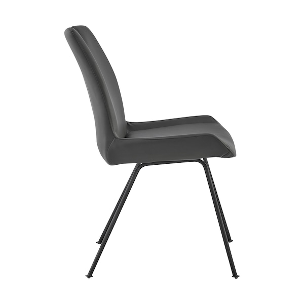 Armen Living Coronado Contemporary Dining Chair in Gray Powder Coated Finish and Gray Faux Leather - Set of 2 - LCCDSIGR
