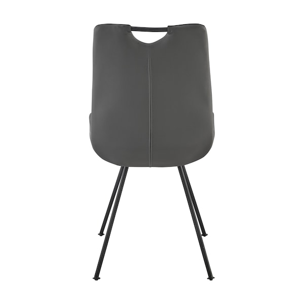 Armen Living Coronado Contemporary Dining Chair in Gray Powder Coated Finish and Gray Faux Leather - Set of 2 - LCCDSIGR