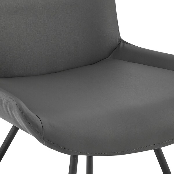 Armen Living Coronado Contemporary Dining Chair in Gray Powder Coated Finish and Gray Faux Leather - Set of 2 - LCCDSIGR