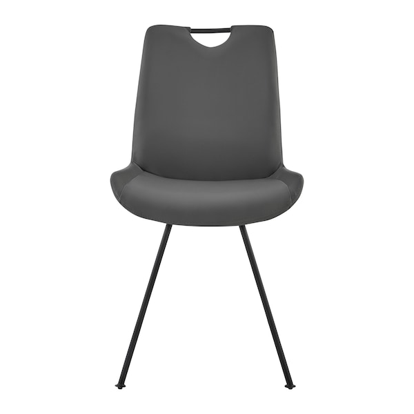 Armen Living Coronado Contemporary Dining Chair in Gray Powder Coated Finish and Gray Faux Leather - Set of 2 - LCCDSIGR