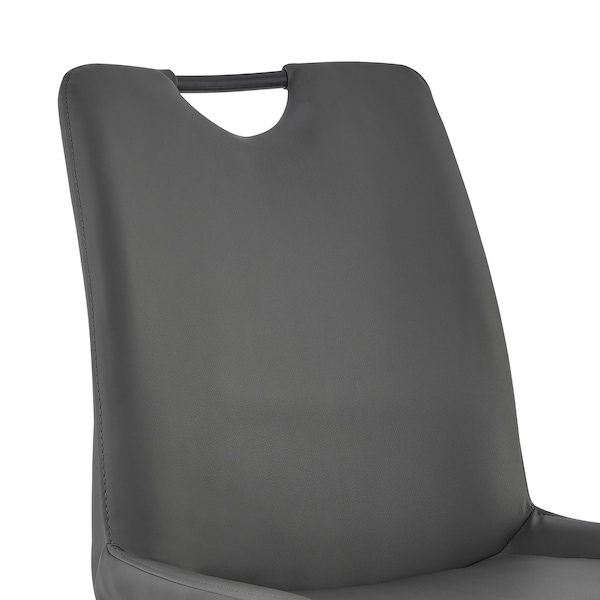Armen Living Coronado Contemporary Dining Chair in Gray Powder Coated Finish and Gray Faux Leather - Set of 2 - LCCDSIGR
