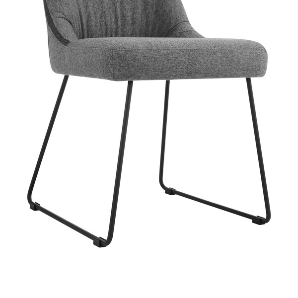 Armen Living Quartz Gray Fabric and Metal Dining Room Chairs - Set of 2 - LCQRSIGR