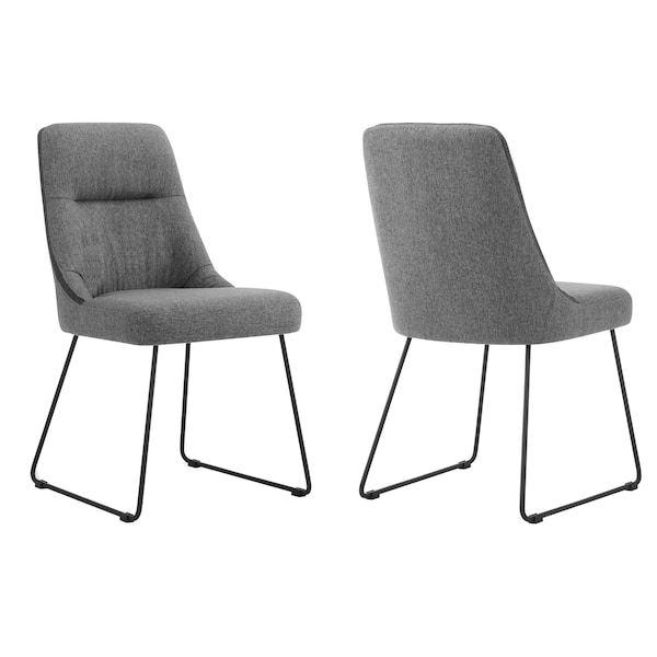 Armen Living Quartz Gray Fabric and Metal Dining Room Chairs - Set of 2 - LCQRSIGR