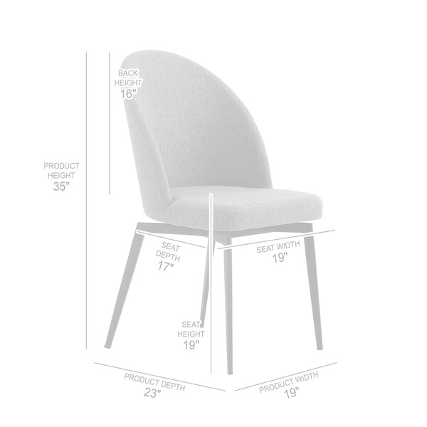 Armen Living Quartz Gray Fabric and Metal Dining Room Chairs - Set of 2 - LCQRSIGR