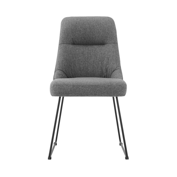 Armen Living Quartz Gray Fabric and Metal Dining Room Chairs - Set of 2 - LCQRSIGR