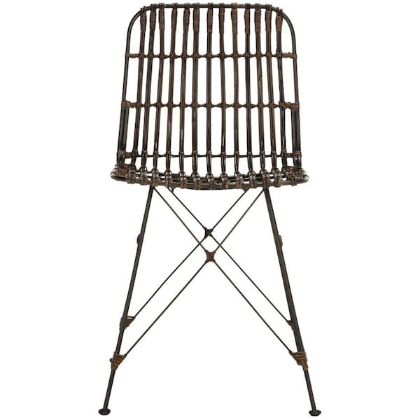 Safavieh 33.7 x 18.1 x 19.7 in. Minerva Wicker Dining Chair, Brown & Black - WIK6510A-SET2
