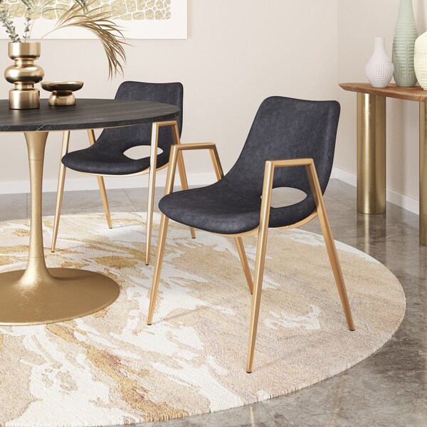 Zuo Modern Desi Dining Chair Set Of 2 Black & Gold - 109549