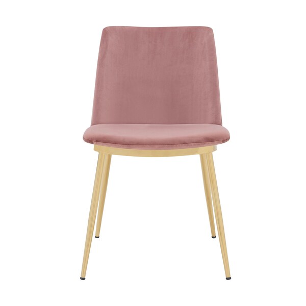 Armen Living Messina Modern Pink Velvet and Gold Metal Leg Dining Room Chairs - Set of 2 - LCMSSIGLPNK