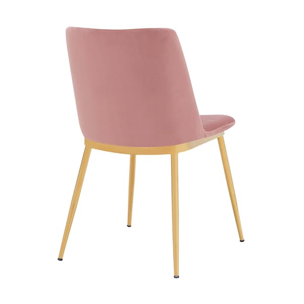 Armen Living Messina Modern Pink Velvet and Gold Metal Leg Dining Room Chairs - Set of 2 - LCMSSIGLPNK