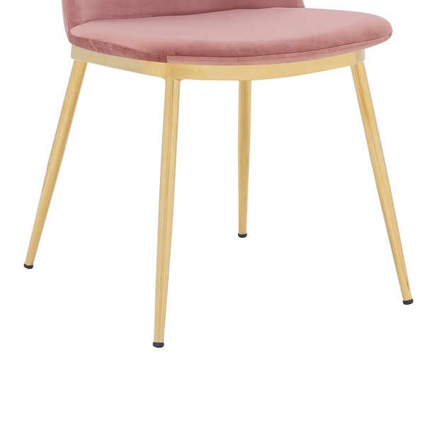 Armen Living Messina Modern Pink Velvet and Gold Metal Leg Dining Room Chairs - Set of 2 - LCMSSIGLPNK