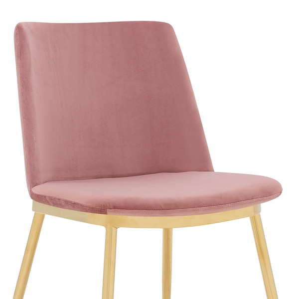 Armen Living Messina Modern Pink Velvet and Gold Metal Leg Dining Room Chairs - Set of 2 - LCMSSIGLPNK