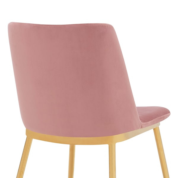 Armen Living Messina Modern Pink Velvet and Gold Metal Leg Dining Room Chairs - Set of 2 - LCMSSIGLPNK