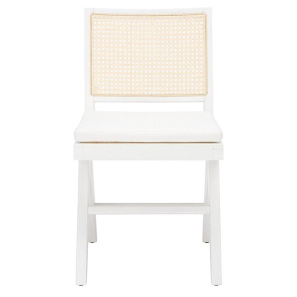 Safavieh Colette Rattan Dining Chair, White & Natural, 2PK - SFV4132C-SET2