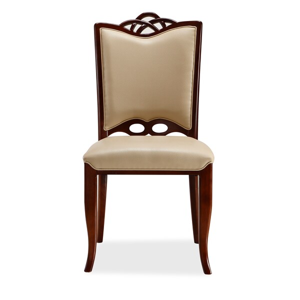 Manhattan Comfort Regent Dining Chair (Set of Two) in Cream and Walnut - DC005-CR