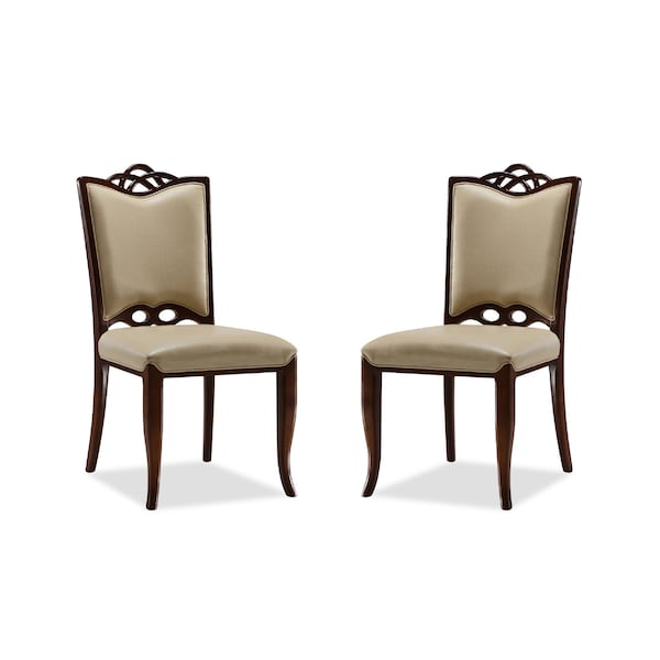 Manhattan Comfort Regent Dining Chair (Set of Two) in Cream and Walnut - DC005-CR