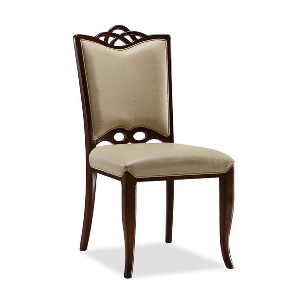 Manhattan Comfort Regent Dining Chair (Set of Two) in Cream and Walnut - DC005-CR