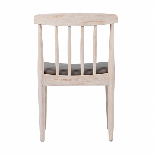 Flash Furniture Chester Solid Wood Antique White Dining Chair w/Curved Spindle Backrest and Beige Vinyl Seat - XU-DG-W0359-ANTWHT-GG