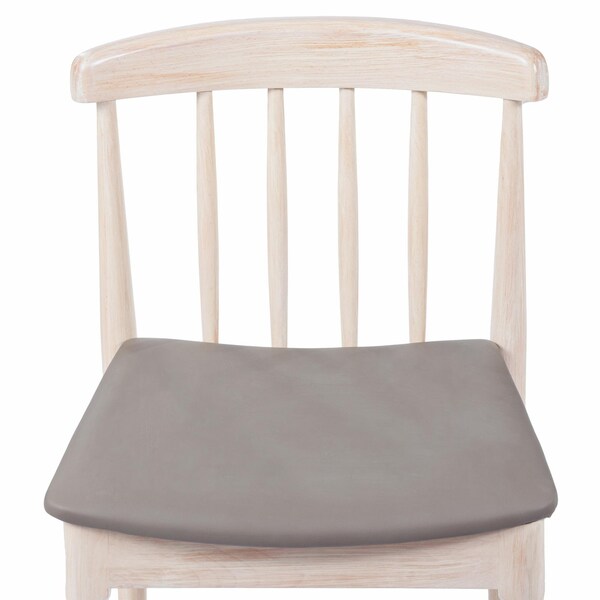 Flash Furniture Chester Solid Wood Antique White Dining Chair w/Curved Spindle Backrest and Beige Vinyl Seat - XU-DG-W0359-ANTWHT-GG