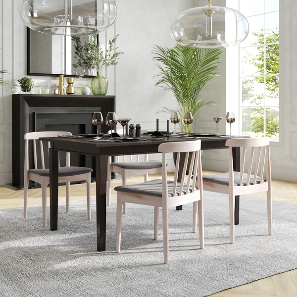 Flash Furniture Chester Solid Wood Antique White Dining Chair w/Curved Spindle Backrest and Beige Vinyl Seat - XU-DG-W0359-ANTWHT-GG