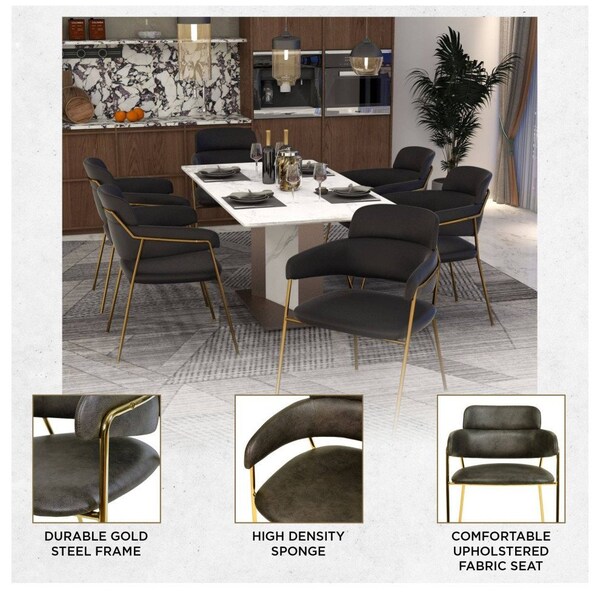 Leisuremod Axis Collection Modern Gold Dining Chair in Charcoal, 4PK - ACG22CH4