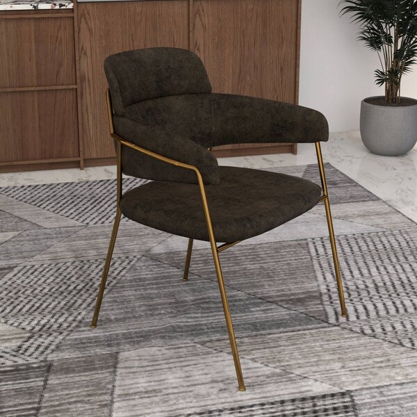 Leisuremod Axis Collection Modern Gold Dining Chair in Charcoal, 4PK - ACG22CH4
