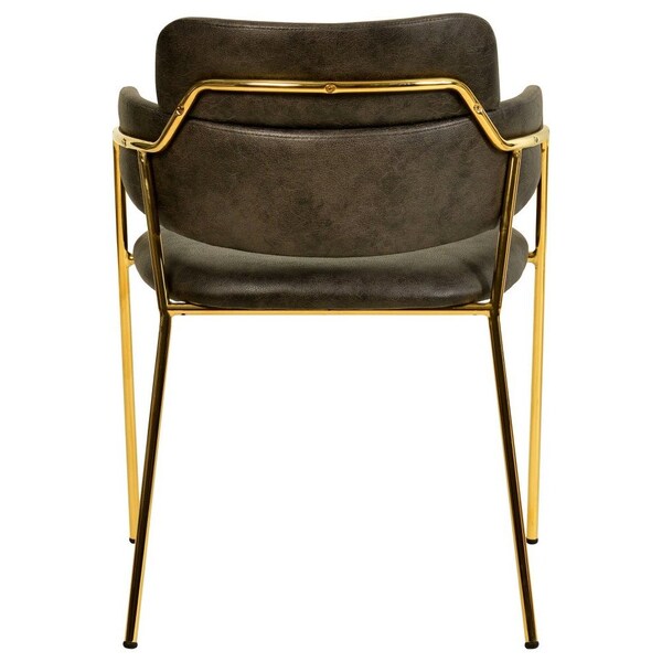 Leisuremod Axis Collection Modern Gold Dining Chair in Charcoal, 4PK - ACG22CH4
