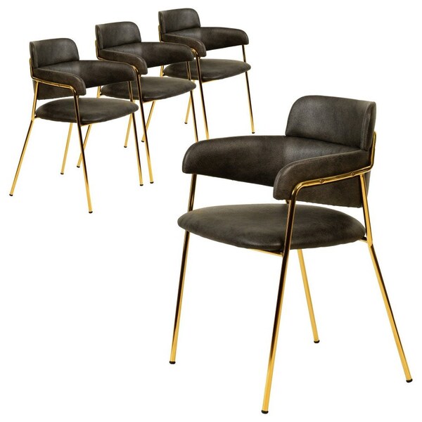 Leisuremod Axis Collection Modern Gold Dining Chair in Charcoal, 4PK - ACG22CH4