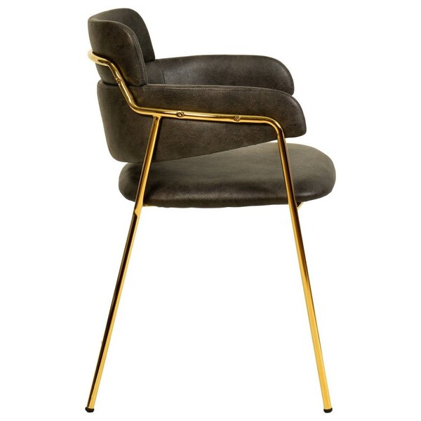 Leisuremod Axis Collection Modern Gold Dining Chair in Charcoal, 4PK - ACG22CH4