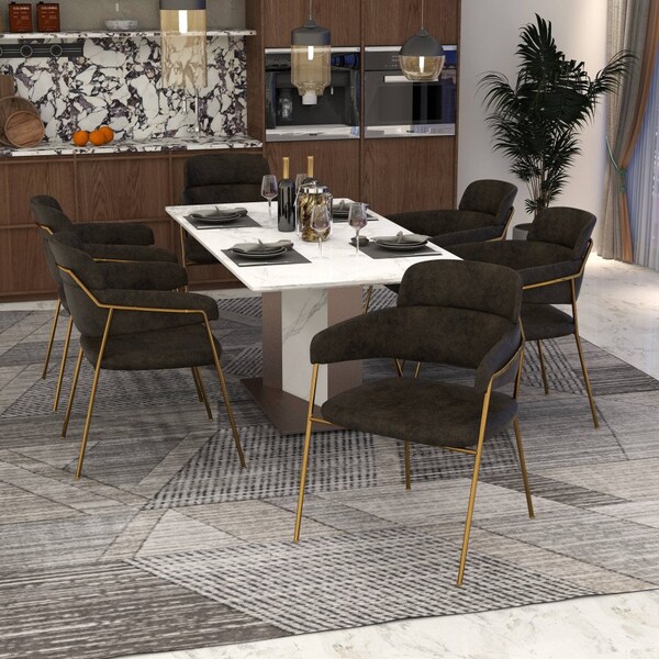 Leisuremod Axis Collection Modern Gold Dining Chair in Charcoal, 4PK - ACG22CH4