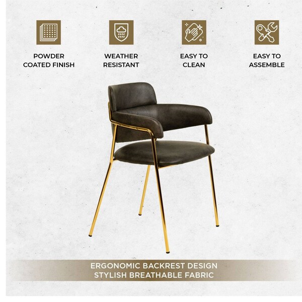 Leisuremod Axis Collection Modern Gold Dining Chair in Charcoal, 4PK - ACG22CH4