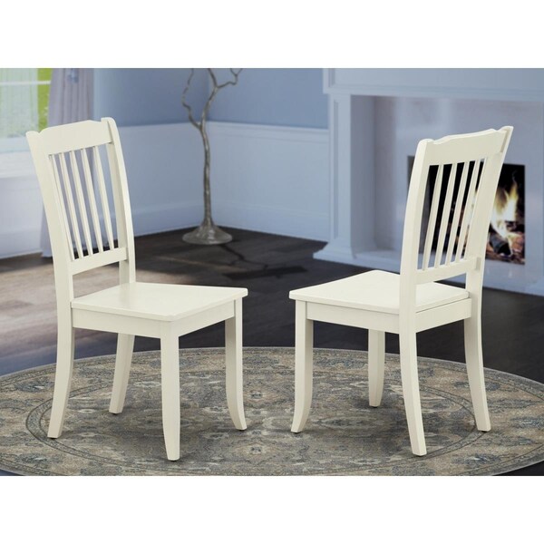 East West Furniture Danbury Vertical Slatted Back Chairs - Linen White - Set of 2 - DAC-LWH-W