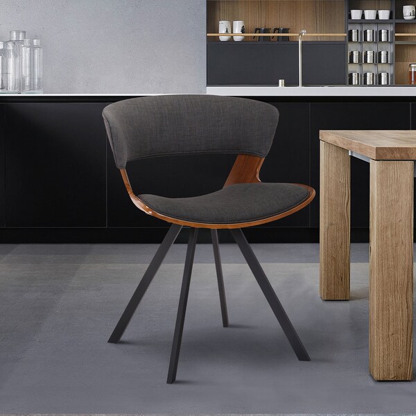Armen Living Ulric Wood and Metal Modern Dining Room Accent Chair in Charcoal Gray - LCULSIWACH
