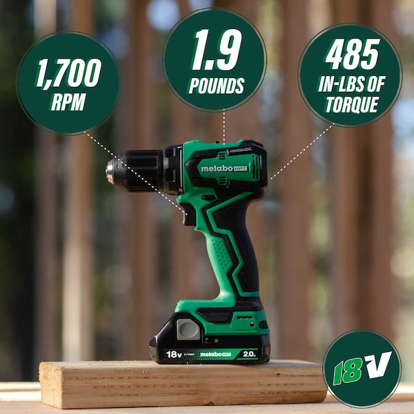 Metabo Hpt 18V MV Cordless Brushless Sub-Compact Driver Drill Kit 2 x 2.0AH - DS18DDXSM