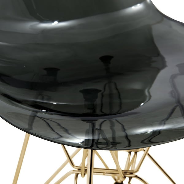 Leisuremod Cresco Plastic Dining Side Chair with Gold Base, Transparent Black - CR19TBLG