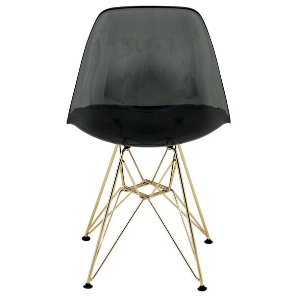 Leisuremod Cresco Plastic Dining Side Chair with Gold Base, Transparent Black - CR19TBLG