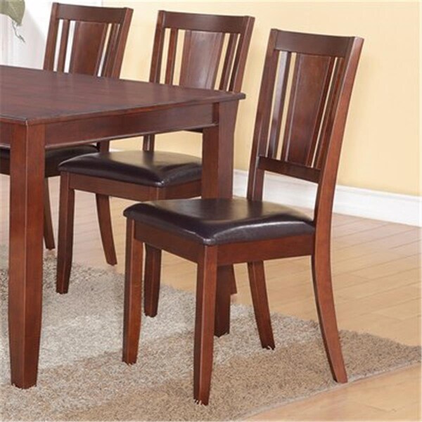 Latestluxury DU-LC-MAH Dudley Dining Chair with Faux Leather Upholstered Seat - Mahogany - LA2682561