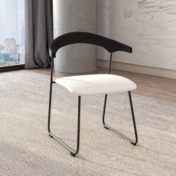 Leisuremod Lyra Collection Modern Chair in Black back and White Seat, 2PK - LCBL-41OW2