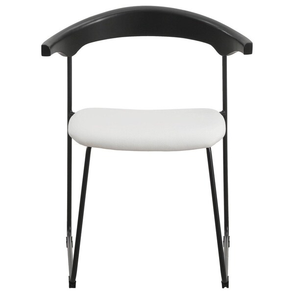 Leisuremod Lyra Collection Modern Chair in Black back and White Seat, 2PK - LCBL-41OW2