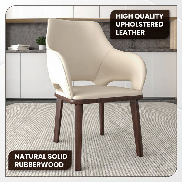 Leisuremod Vivara Collection Modern Dining Chair in Light Taupe, 2PK - VC23LTP2