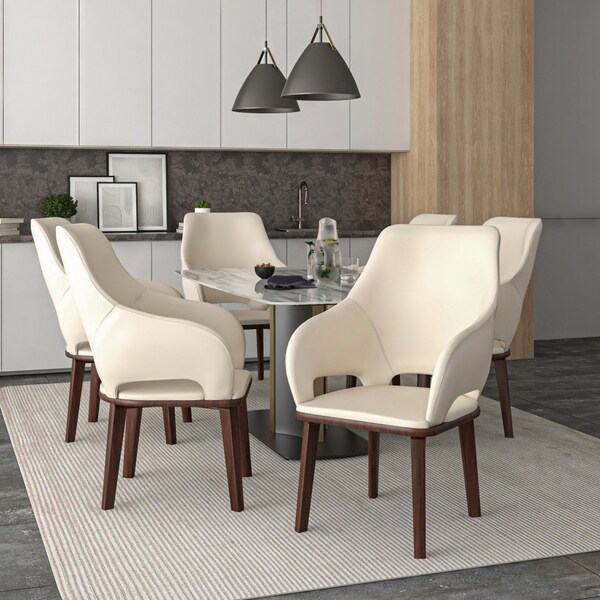 Leisuremod Vivara Collection Modern Dining Chair in Light Taupe, 2PK - VC23LTP2
