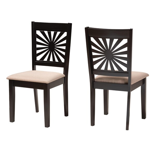 Baxton Studio Olympia Modern Beige Fabric and Espresso Brown Finished Wood 2-Piece Dining Chair Set - 231-2PC-13180-ZORO