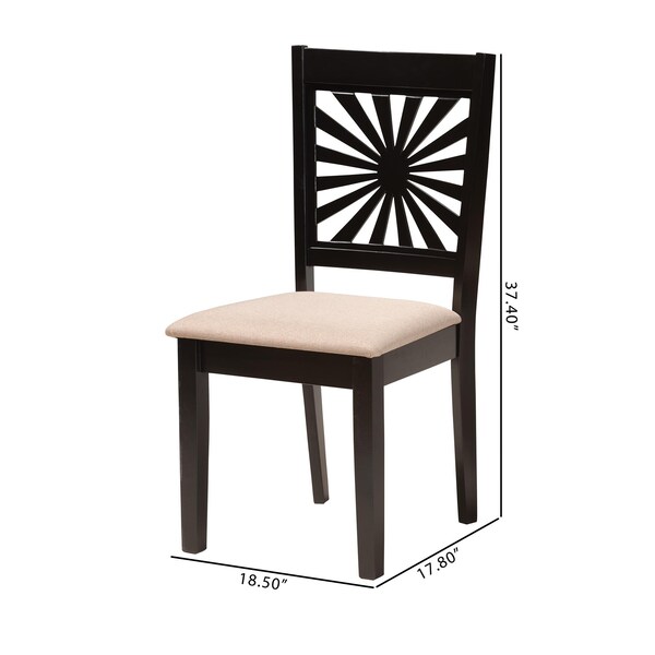 Baxton Studio Olympia Modern Beige Fabric and Espresso Brown Finished Wood 2-Piece Dining Chair Set - 231-2PC-13180-ZORO