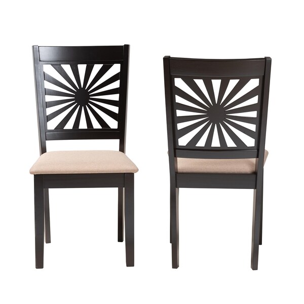 Baxton Studio Olympia Modern Beige Fabric and Espresso Brown Finished Wood 2-Piece Dining Chair Set - 231-2PC-13180-ZORO